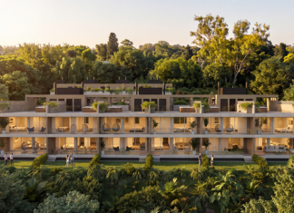 Punta Mediterráneo: residencias sobre la barranca frente al Balneario La Florida